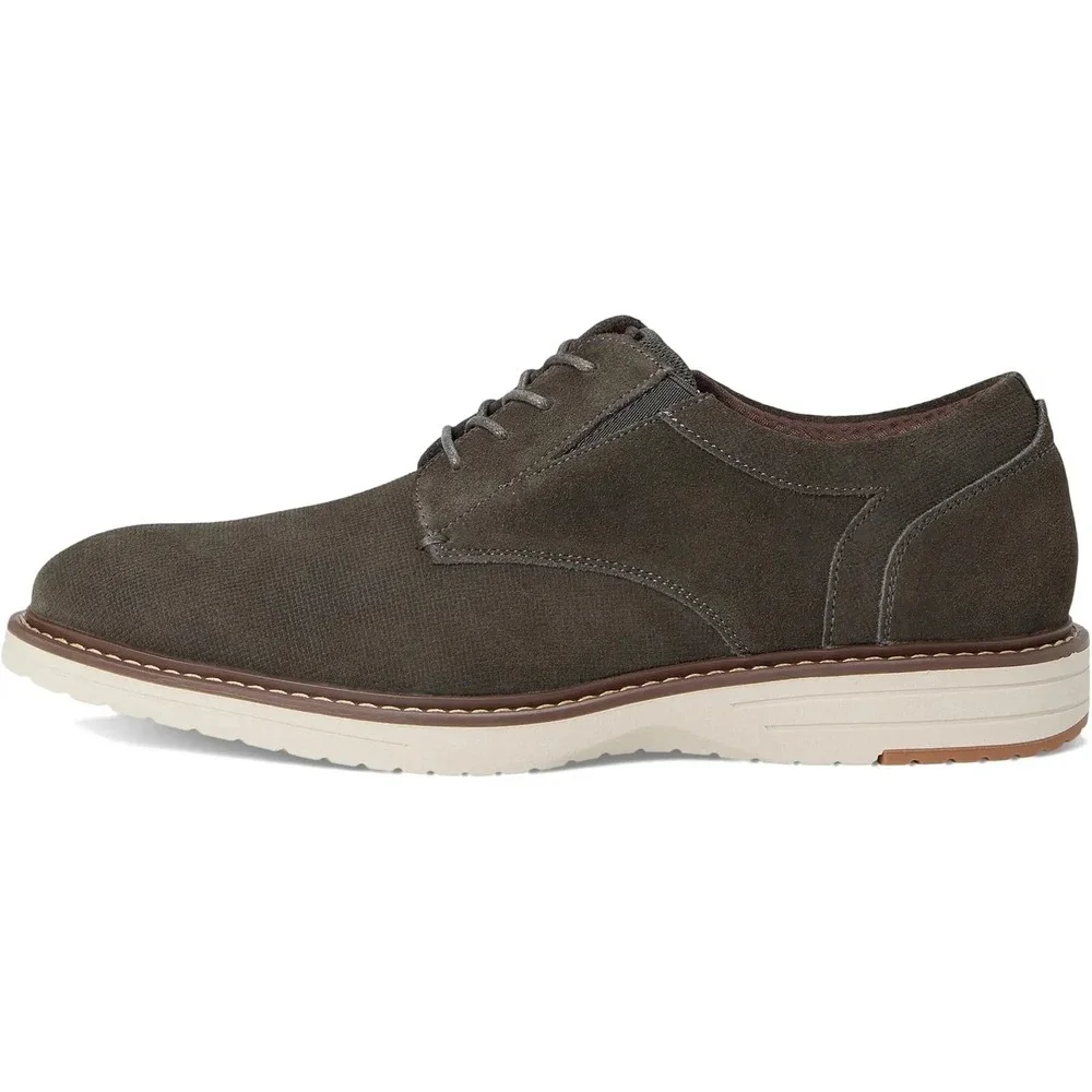 Nunn Bush Griff Plain Toe Oxford Mens 12 W Grey Suede Lace Up Shoes